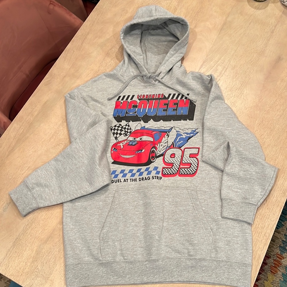 Lightning McQueen Hoodie Size L Grey